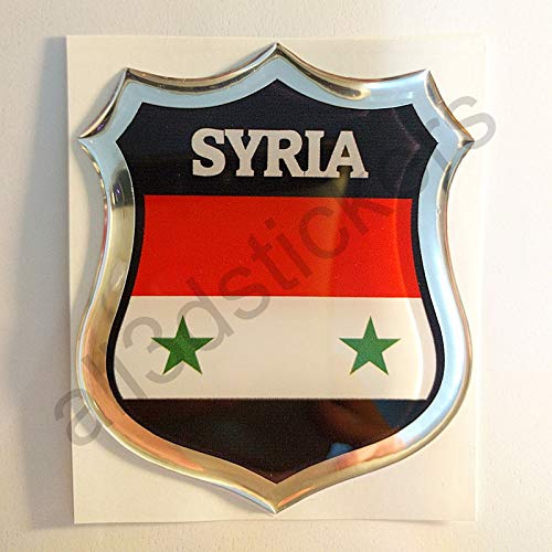 All3DStickers Aufkleber Syrien Kfz-Aufkleber Syrien Emblem Gedomt Flagge 3D Fahne von All3DStickers