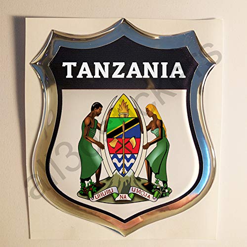 All3DStickers Aufkleber Tansania Wappen Kfz-Aufkleber Tansania Emblem Gedomt Flagge 3D Fahne von All3DStickers