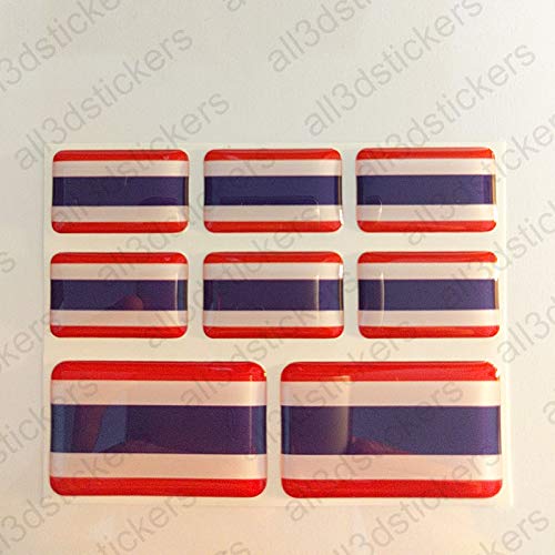 All3DStickers Aufkleber Thailand Flagge 8 x Flaggen von Thailand Rechteckig 3D Kfz-Aufkleber Gedomt Fahne von All3DStickers