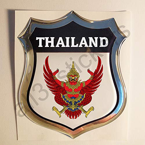 All3DStickers Aufkleber Thailand Wappen Kfz-Aufkleber Thailand Emblem Gedomt Flagge 3D Fahne von All3DStickers