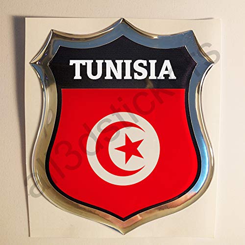 All3DStickers Aufkleber Tunesien Kfz-Aufkleber Tunesien Emblem Gedomt Flagge 3D Fahne von All3DStickers