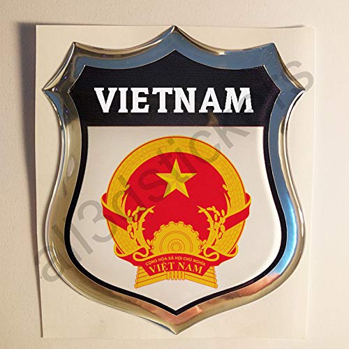 All3DStickers Aufkleber Vietnam Wappen Kfz-Aufkleber Vietnam Emblem Gedomt Flagge 3D Fahne von All3DStickers