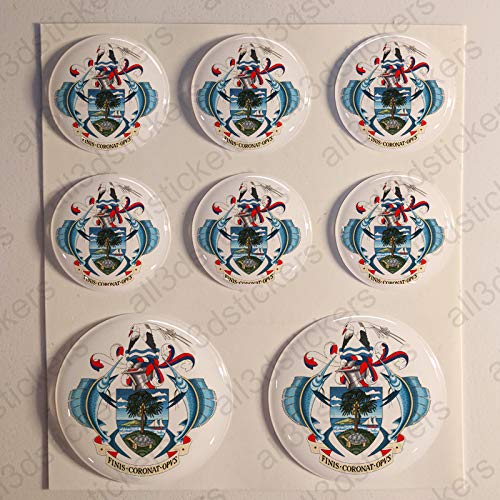 All3DStickers Wappen Seychellen Aufkleber Harz Gewölbt 8 x Aufkleber von Seychellen Rund 3D Kfz-Aufkleber Gedomt Flaggen Fahne von All3DStickers