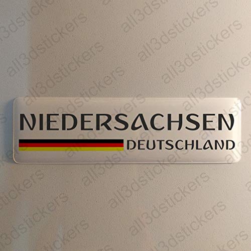Niedersachsen Deutschland Aufkleber Niedersachsen 120x30mm Autoaufkleber Flagge 3D Fahne Germany von All3DStickers