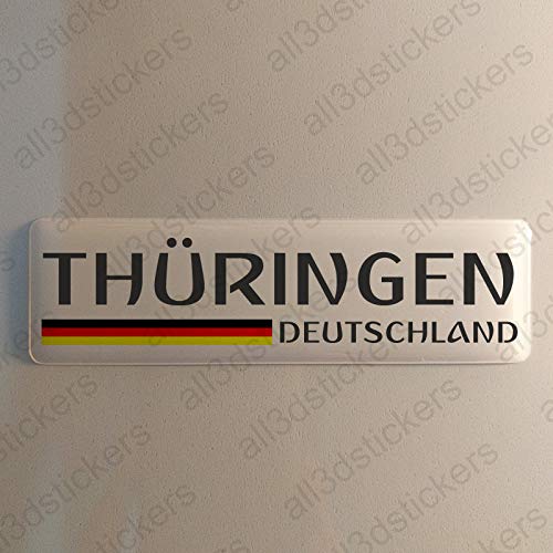 Thüringen Deutschland Aufkleber Thüringen 120x30mm Autoaufkleber Flagge 3D Fahne Germany von All3DStickers