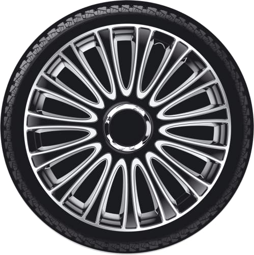 Radkappen Lemans Pro Silver Black 4er Pack Radzierblenden Silber Schwarz (17 Zoll) von All4You