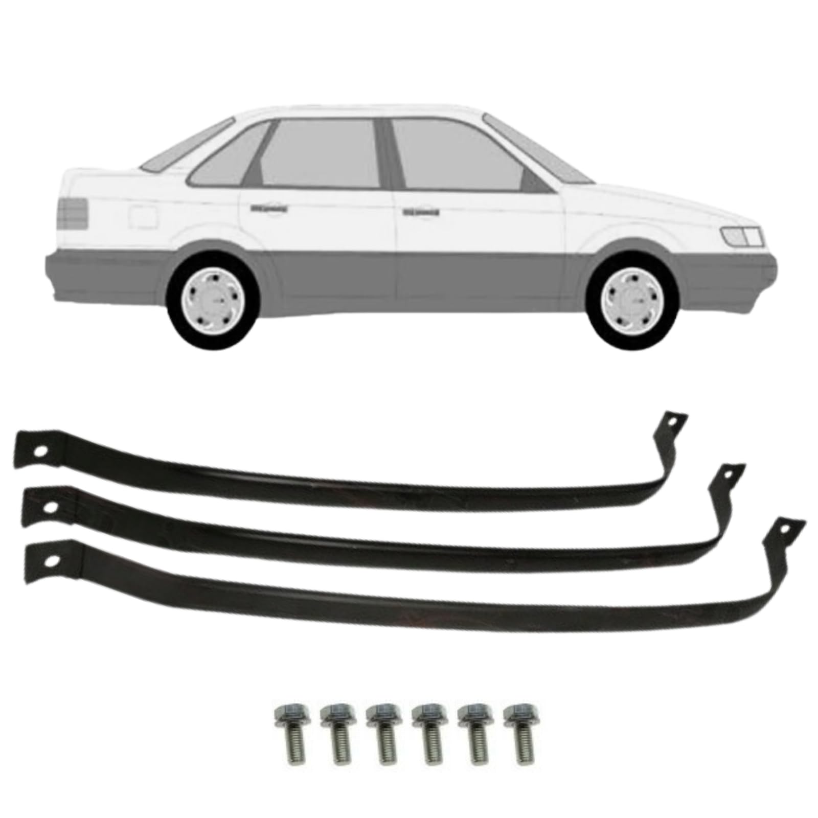 3x Tankband Satz Kraftstofftankbänder hinten für VW Passat Variant + Schrauben 3x Tankband Satz Kraftstofftankbänder hinten für VW Passat Variant + Schrauben von All4you