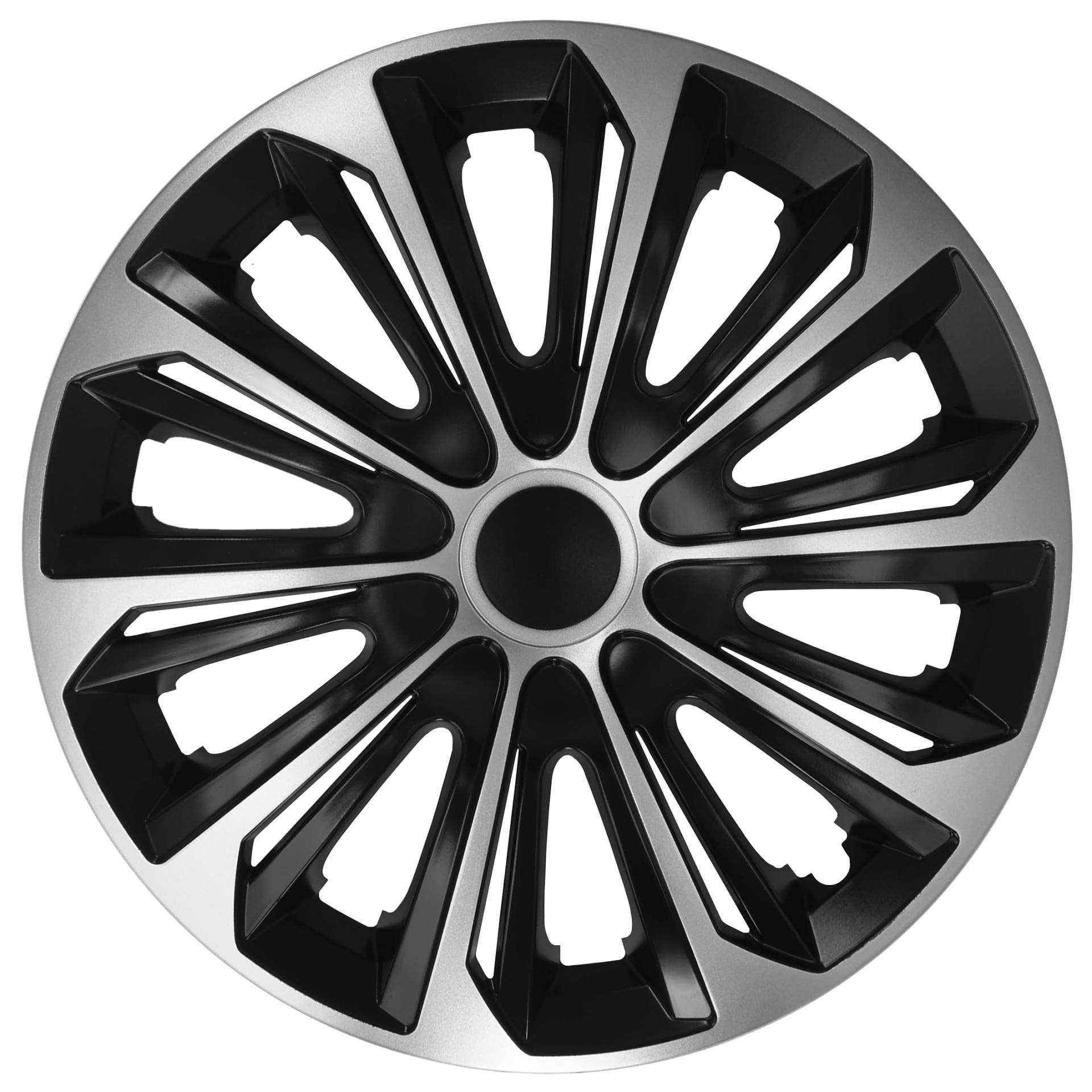 Radzierblenden Set „Strong Duocolor Silver-Black“ Radkappen – 14", 15", 16" – Sportlicher Look & zuverlässiger Schutz (16 Zoll) von All4you
