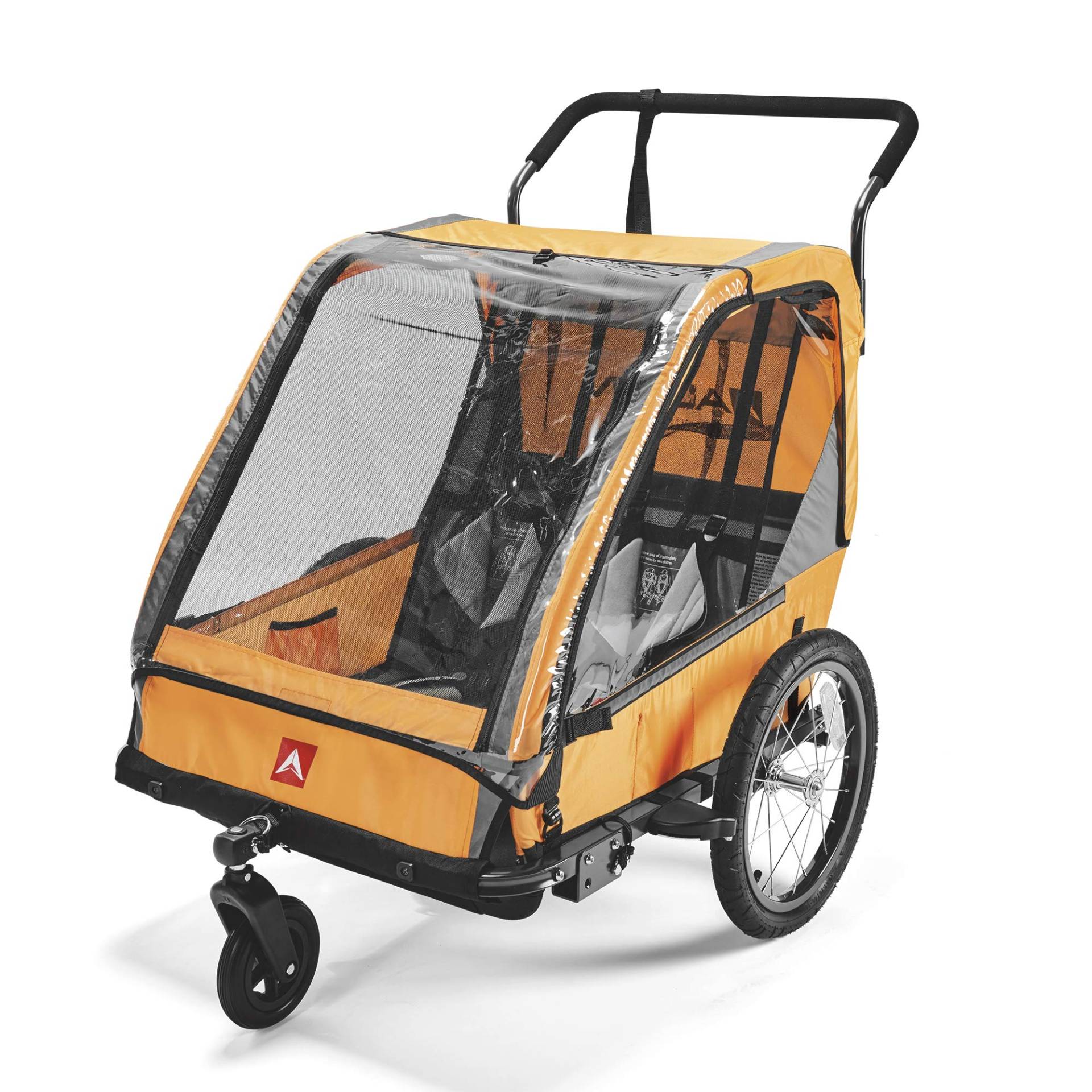 Allen Sports Hi-Viz Fahrradanhänger und Kinderwagen für 2 Kinder - orange, Modell ES2-O von Allen