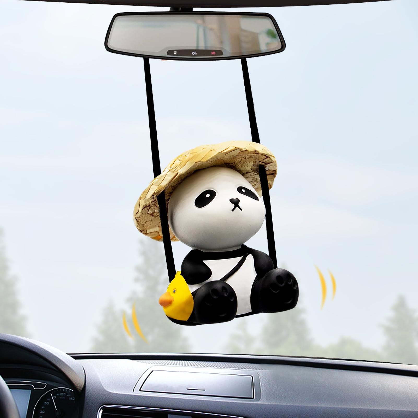 Allony Rückspiegel Anhänger Auto, Auto Anhänger für Spiegel, Panda-Autoanhänger Niedliche Auto Zubehör Innenraum Deko-Auto Deko Innenraum von Allony