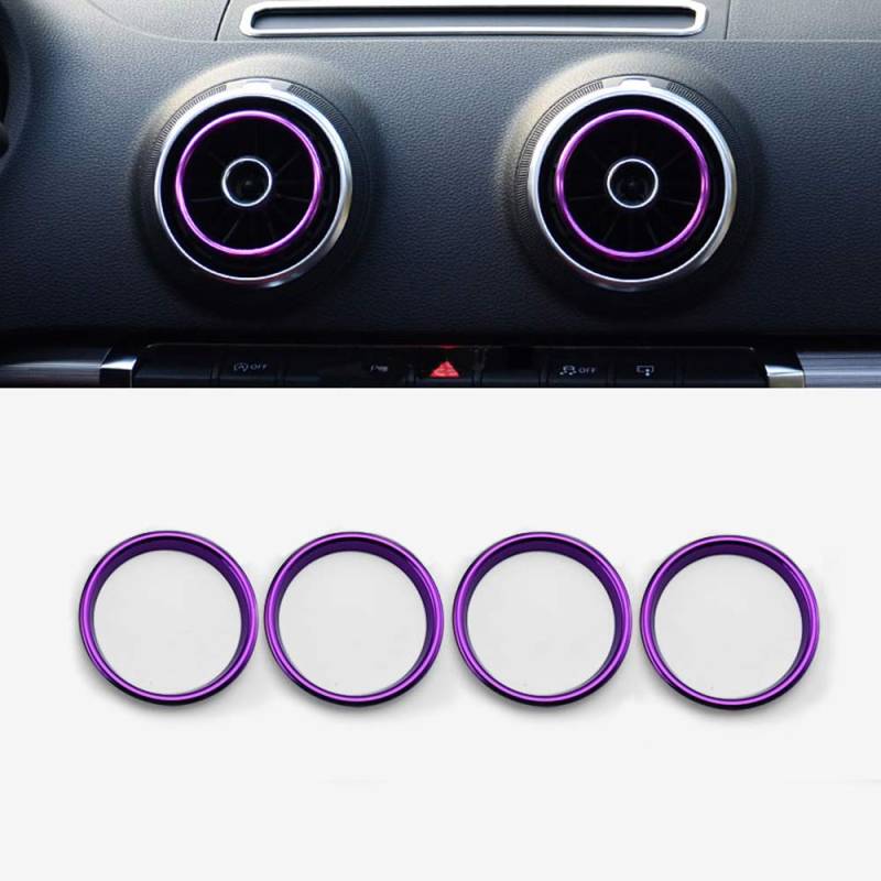 Aluminiumlegierung Klimaanlage Air Vent Outlet Ring Cover Trim Dekoration Aufkleber für AUDI A3 S3 2013~2020 / Q2 2017~2020 (Purple) von Alloy