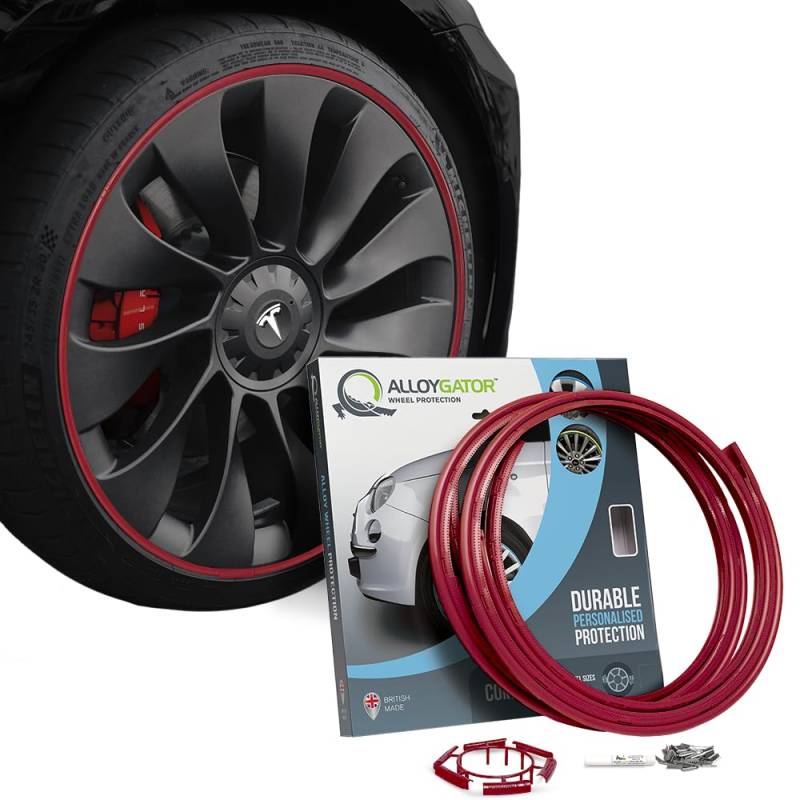 AlloyGator Dunkelrot Felgenschützer für Bis Zu 15"-Räder | Passend für Alle Autos | Tesla-Kompatibel | Robuste Felgenschützer | Felgenschutz | 15 Farben Erhältlich von AlloyGator