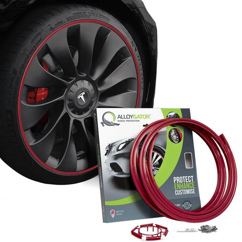 AlloyGator Dunkelrot Felgenschützer für Bis Zu 19"-Räder | Passend für Alle Autos | Tesla-Kompatibel | Robuste Felgenschützer | Felgenschutz | 15 Farben Erhältlich von AlloyGator
