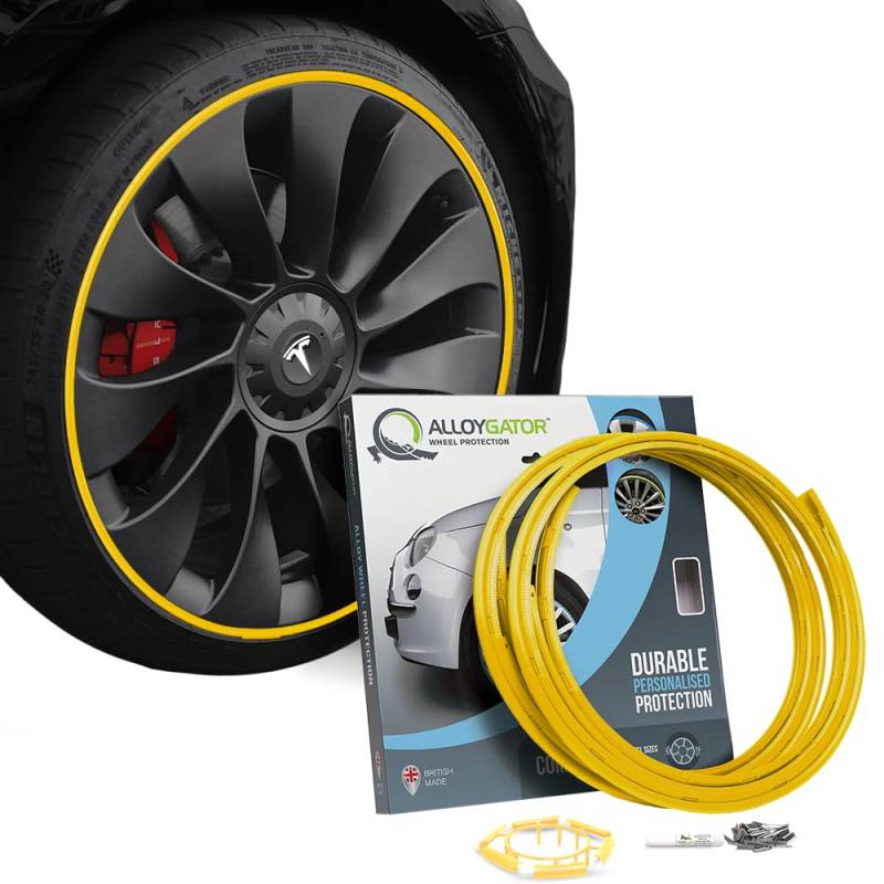 AlloyGator Gelb Felgenschützer für Bis Zu 15"-Räder | Passend für Alle Autos | Tesla-Kompatibel | Robuste Felgenschützer | Felgenschutz | 15 Farben Erhältlich von AlloyGator