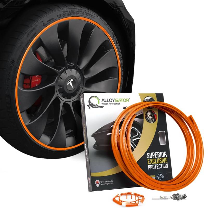 AlloyGator Orange Felgenschützer für Bis Zu 24"-Räder | Passend für Alle Autos | Tesla-Kompatibel | Robuste Felgenschützer | Felgenschutz | 15 Farben Erhältlich von AlloyGator