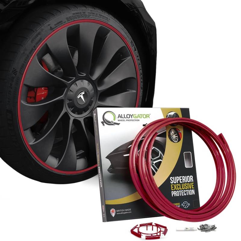 AlloyGator Dunkelrot Felgenschützer für Bis Zu 24"-Räder | Passend für Alle Autos | Tesla-Kompatibel | Robuste Felgenschützer | Felgenschutz | 15 Farben Erhältlich von AlloyGator