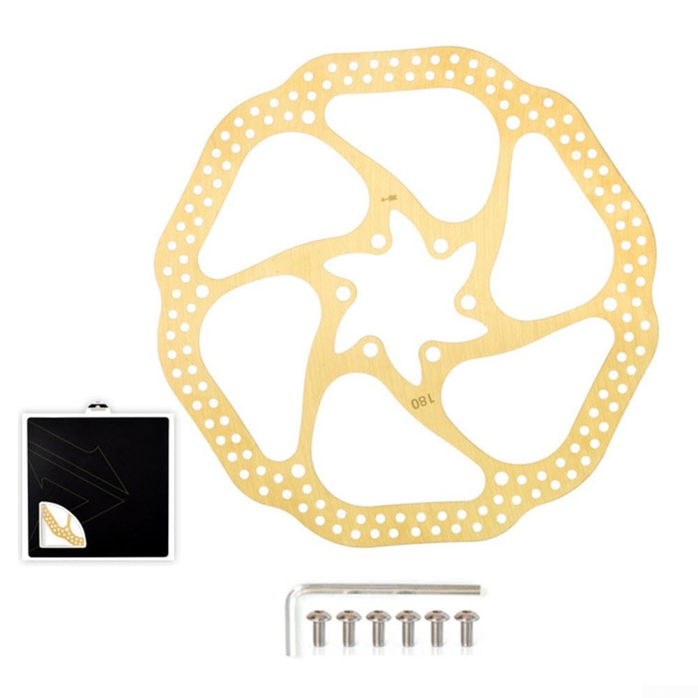 160 mm/180 mm Edelstahl-Bremsscheiben für Mountainbikes und Rennräder, verbesserte Wärmeableitung (HS1 160 mm Gold) von Allthingstore