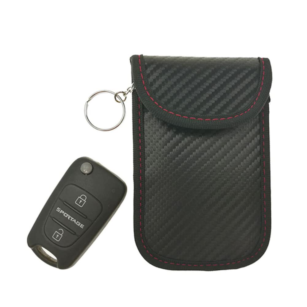 Alnicov 2 Stück Tasche für Autoschlüssel, Diebstahlschutz, Tasche mit Haken zur Sicherung des Schlüsselrings, RFID-Autoschlüssel-Signalblockiertasche (M) von Alnicov