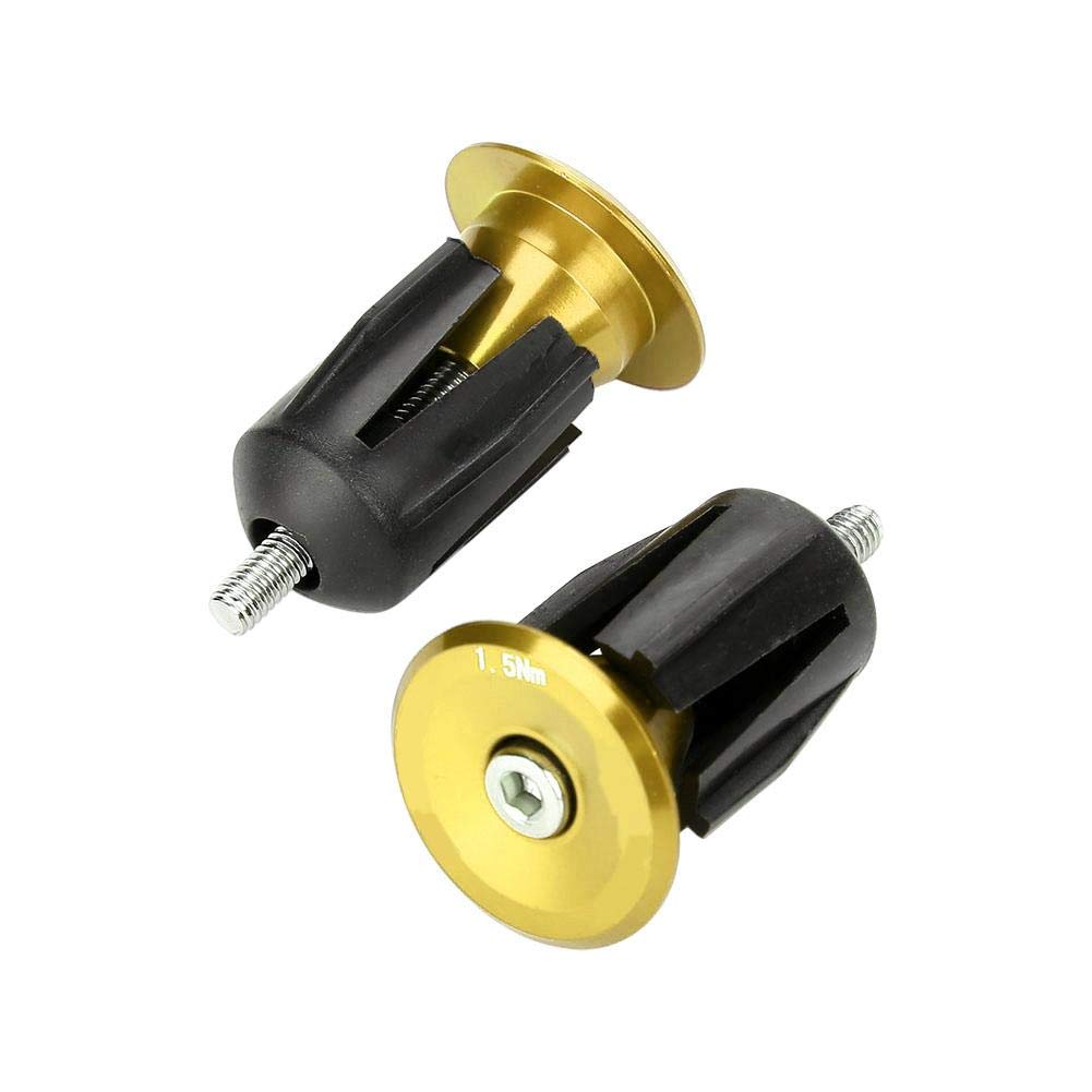 Lenker Endkappen Fahrrad Lenker Endstopfen Kappen Aluminiumlegierung Lenker Stecker für Mountainbike Rennrad Lenker(Golden) von Alomejor