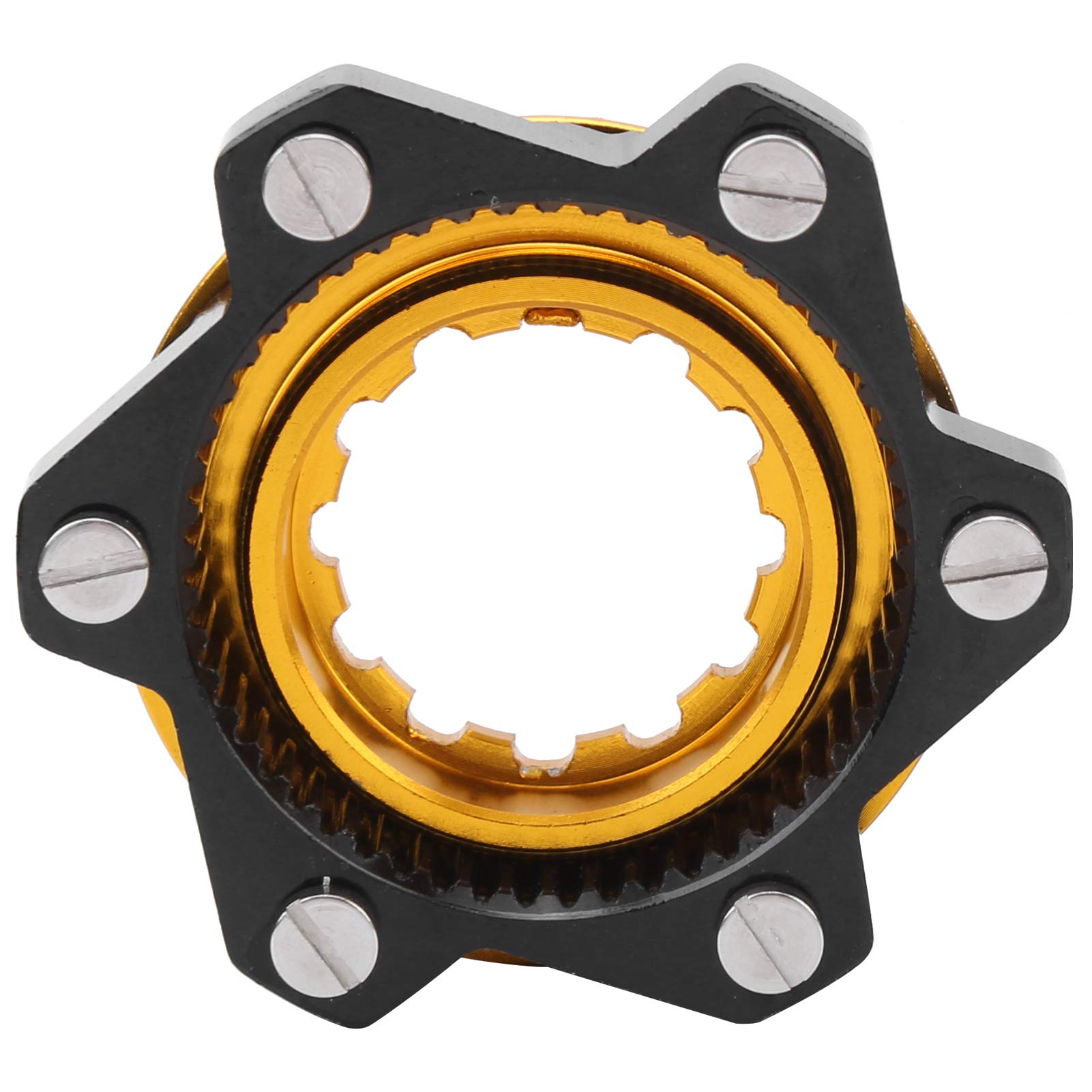 Fahrrad Centerlock Adapter 6-Loch Aluminium Scheibenbremsrotor Adapter Umbausitz für Mountainbike(Schwarz + Gold) von Alomejor