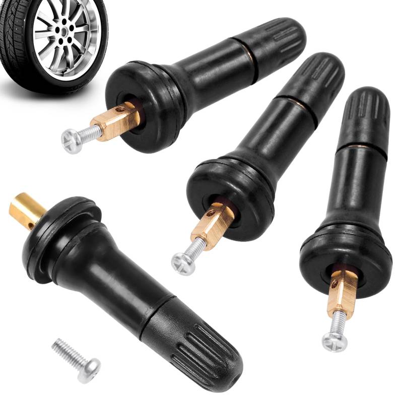 4 Stück TPMS Reifendrucksensor Ventile, Universelle Passform Gummiventil Ersatz, Ersatz Gummiventile für Reifendruckkontrollsystem, Langlebige Ventilstämme mit Montagezubehör für Autos von Alovez
