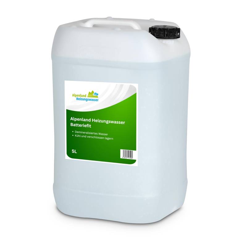 Alpenland BatterieFit Destilliertes Wasser | 5 Liter Kanister | Höchste Reinheit für Autobatterien, Motorradbatterien & Säurebatterien | Schutz vor Ablagerungen & Sulfatierung von Alpenland Heizungswasser