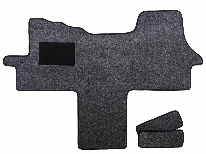 Fußmatten passend für Ford Transit Typ F 3-Sitzer (Baujahr 2006-2014), Amalfi grau | 1-TLG + 2 Trittstufenmatten | Umrandung schwarz von Alpha-Tex Produktions- und Handels GmbH