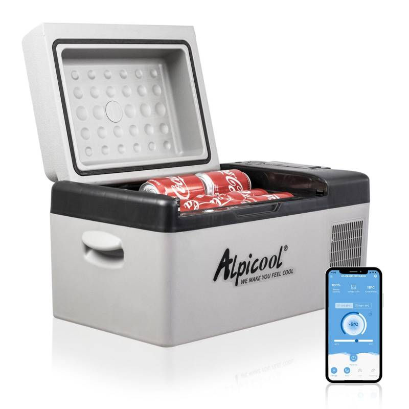 Alpicool C20 20L Kompressor Kühlbox 12v Mini Kühlschrank Klein Elektrische Camping-Gefrierbox Tragbare für Auto, Lkw, Boot, RV und Steckdose, -20℃-20℃, mit USB Anschluss von Alpicool