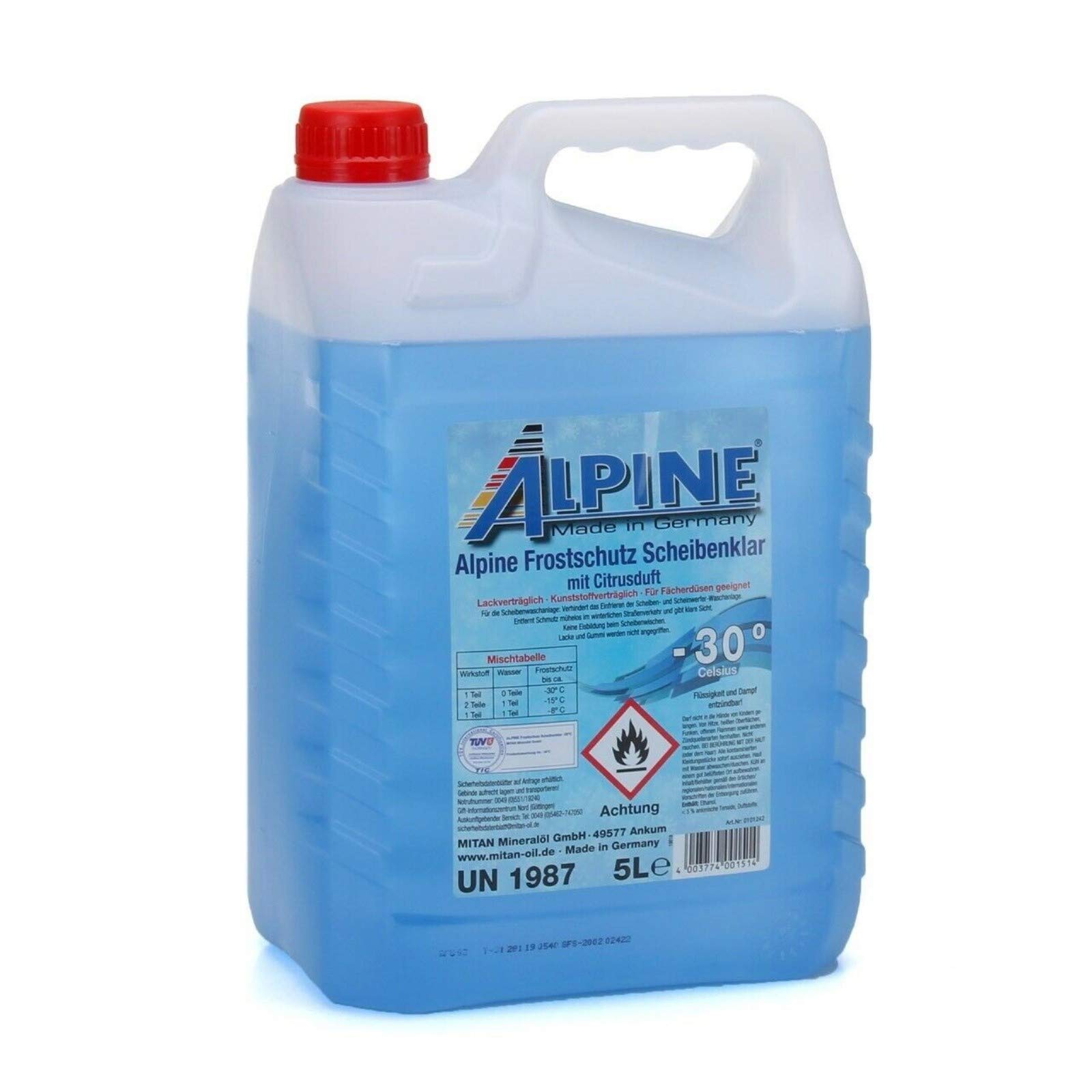 5L ALPINE Frostschutz SCHEIBENKLAR Scheibenfrostschutz Gebrauchsfertig -30°C von ALPINE