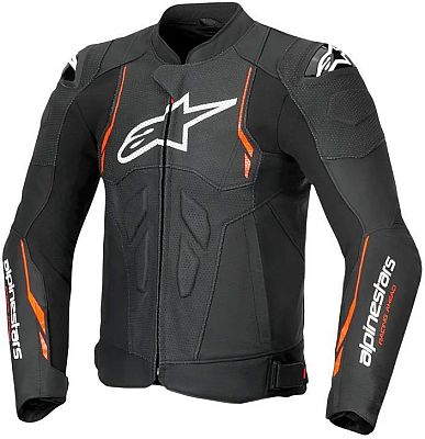 Alpinestars Dusk Airflow, Lederjacke perforiert - Schwarz/Neon-Rot/Weiß - 54 von Alpinestars