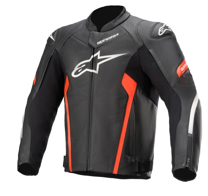 Alpinestars Faster V2 Leather Jacket Black/Fluo Red, 54 von Alpinestars