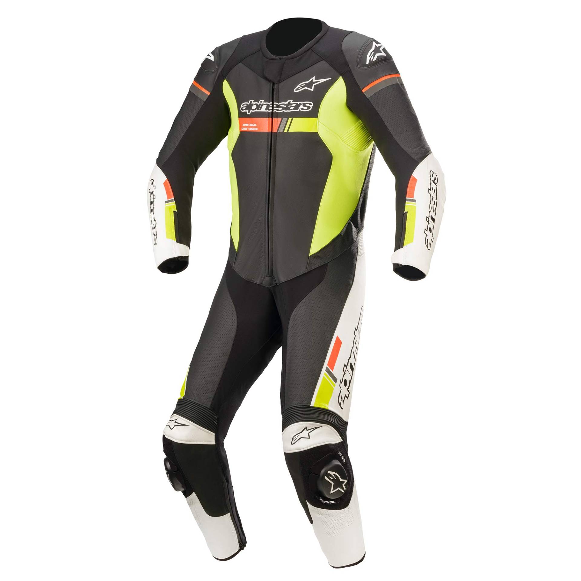 Alpinestars GP Force Chaser 1-Teiler Motorrad Lederkombi (Black/White/Red/Yellow,52) von Alpinestars