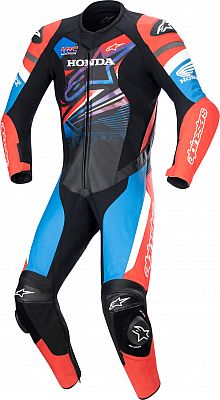 Alpinestars GP Force Honda, Lederkombi 1tlg. - Schwarz/Hellrot/Blau - 58 von Alpinestars