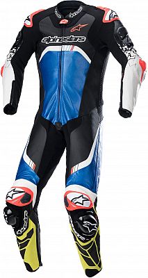 Alpinestars GP Tech V4, Lederkombi 1tlg. perforiert - Schwarz/Blau/Neon-Gelb - 46 von Alpinestars