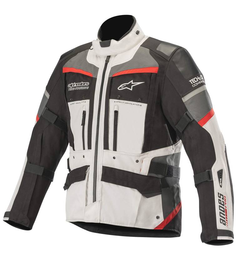 Alpinestars Motorradjacken Andes Pro Drystar Jacket Tech-air Compatible Light Gray Black Dark Gray Red, Grau/Schwarz/Rot, 4XL von Alpinestars