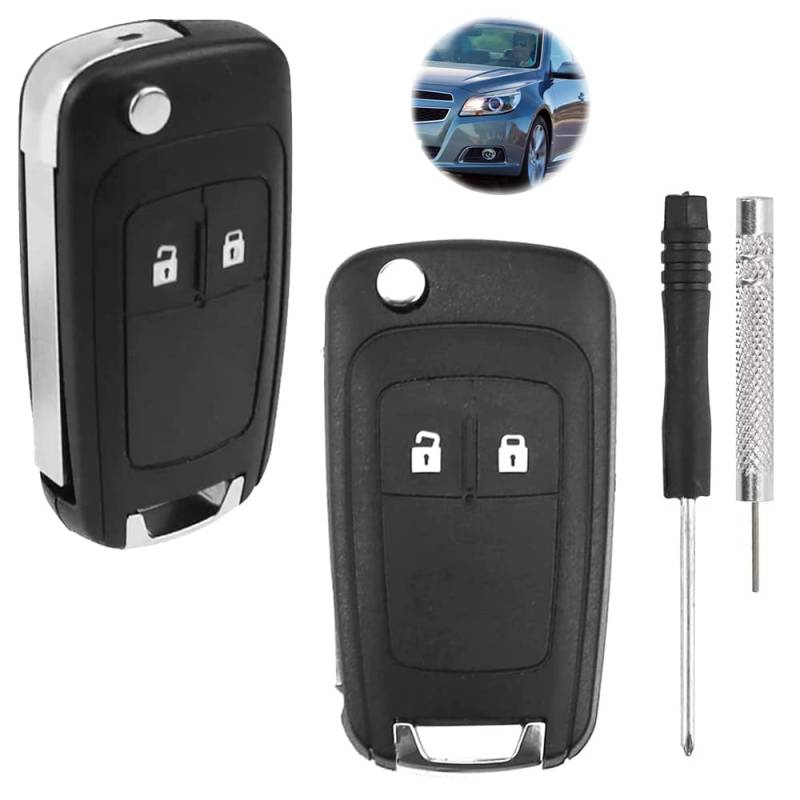 2-Tasten-Auto-Schlüsselgehäuse für die Fernbedienung. Kompatibel mit Chevrolet Aveo, Matiz, Cruze, Captiva, Spark, Orlando, Trax und Opel Vauxhall Astra, Insignia, Vectra. (2er Pack) von Alppihym