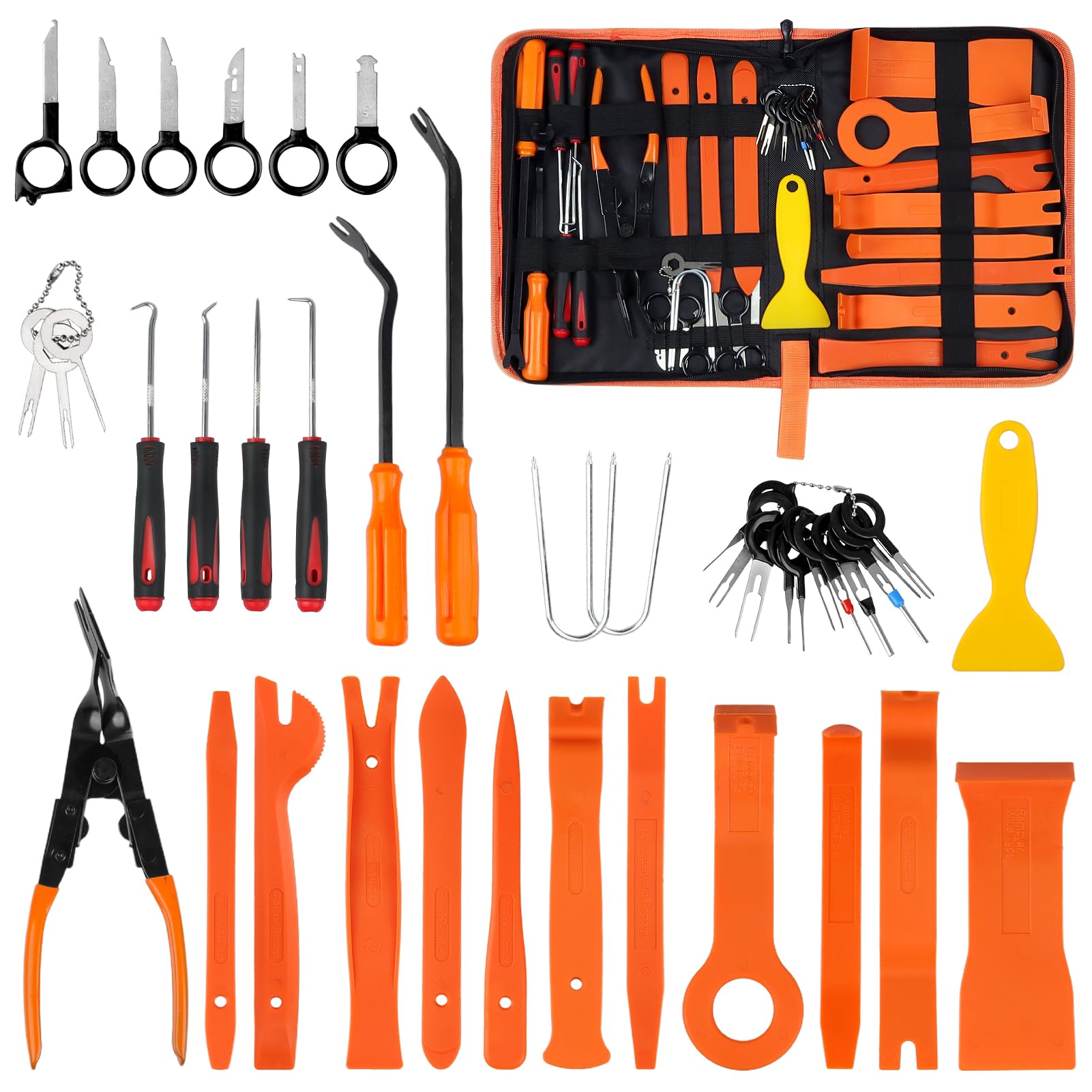 Altamejor Auto Demontage Werkzeuge, 41 Stück Zierleistenkeile Verkleidungs Werkzeug mit Auto Clips Werkzeuge, Kfz Werkzeug Set, für Türverkleidung und Platten Hebelwerkzeug Auto von Altamejor