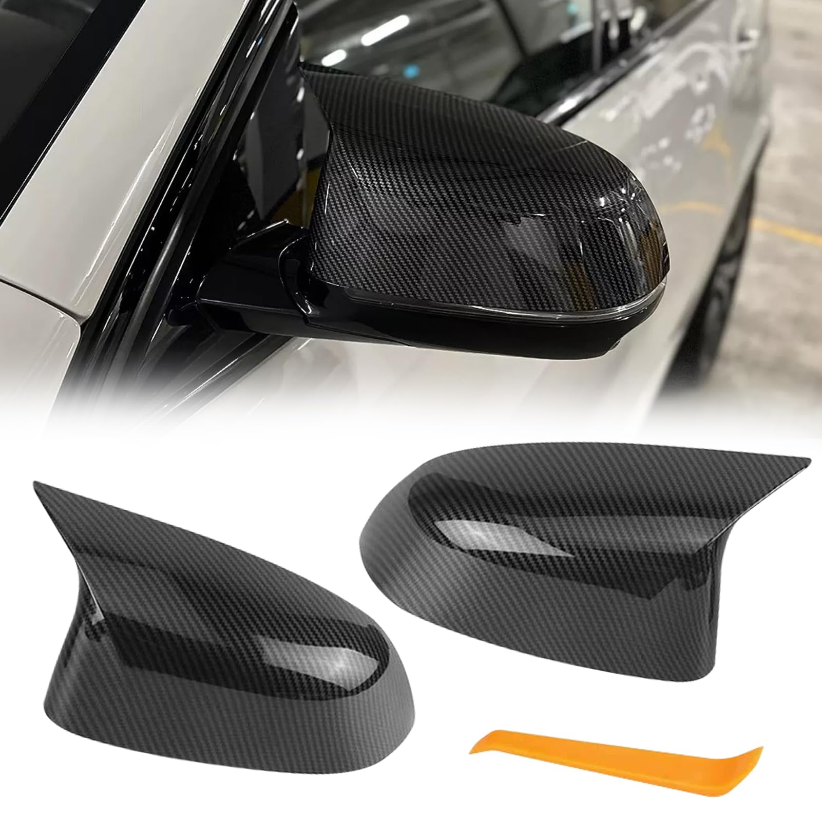 Altsbaos Kompatibel mit Auto Rückspiegel Abdeckung BMW X3 G01/X4 G02/X5 G05/X7 G07 2019-2024,X6 G06 2020-2024 Seitenspiegelgehäuse bmw Spiegelkappen X3 X4 X5 X6 X7 Links+ Rechts (Kohlefasermuster) von Altsbaos