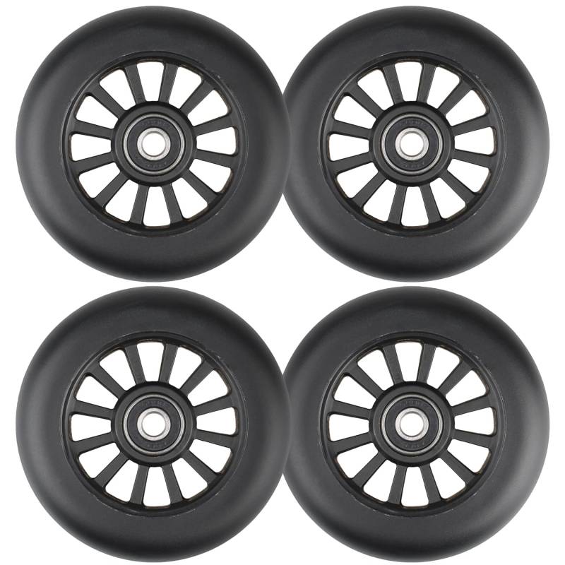 100mm Scooter Rollen - 2 Stück 100mm Scooter Ersatzräder räder Wheels mit ABEC-9 Lager - 88A stunt scooter Rollen Wheels für Apollo Albott Hudora Kesser Fuzion (Black/2Sets) von Aluscota