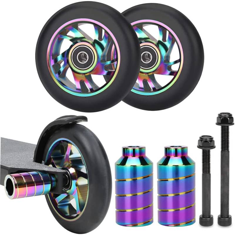 Aluscota 100mm Scooter Räder - 2 Stück mit ABEC-9 Lagern - Aluminium 88A für Apollo Albott Fuzion & Co. von Aluscota