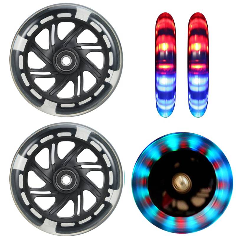 120mm Scooter Rollen - 2 Stück 120mm Led Scooter Ersatzräder Räder mit ABEC-9 Lager - 120mm hell blinkende LED kick Scooter Räder für micro globber roller von Aluscota