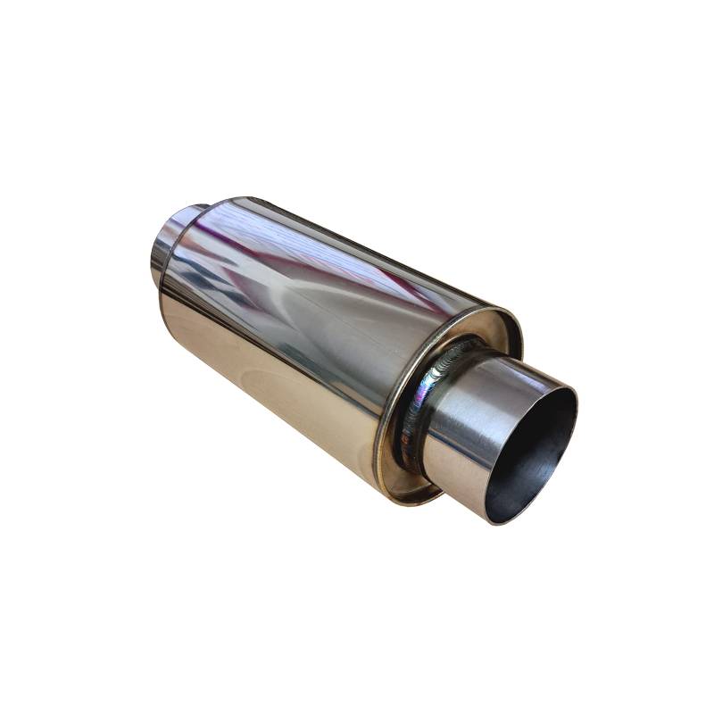 Universal Auspuff Schalldämpfer 76 Edelstahl 115 x 200 rund Abgas Topf von Alutec Racing Parts