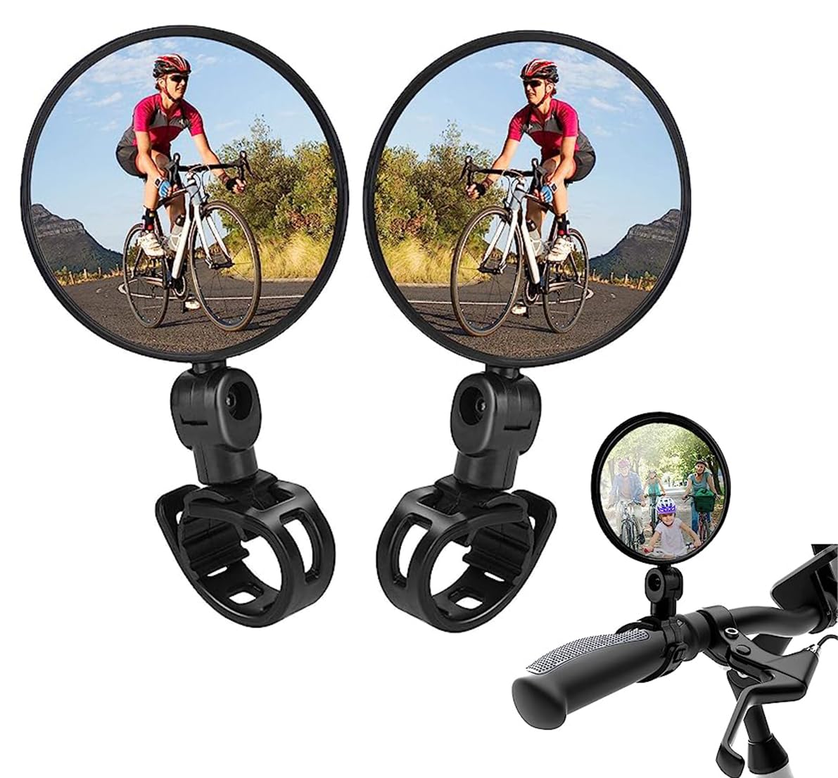 Amacoam 2 Pcs Fahrradspiegel Rückspiegel, Radfahren Fahrrad Rückspiegel HD 360° Drehbar & Klappbar Universal Fahrradspiegel für Lenker 15-35 mm, Fahrrad Spiegel für Rennräder, Mountainbik, E-Bike von Amacoam