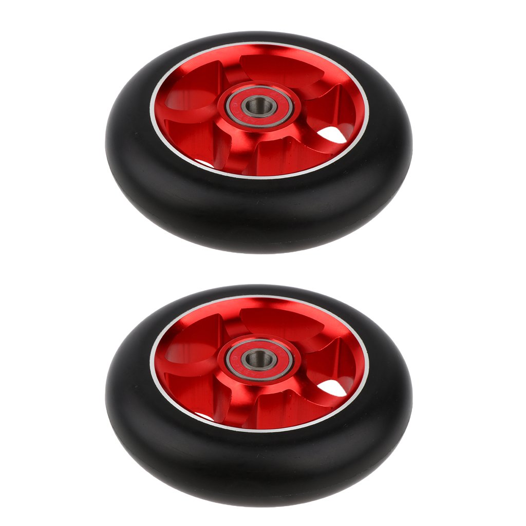 Amagogo 1 Paar Ersatz 100mm Stunt Roller Räder mit Lager Und Buchsen - rot Amagogo 1 Paar Ersatz 100mm Stunt Roller Räder mit Lager Und Buchsen - rot von Amagogo