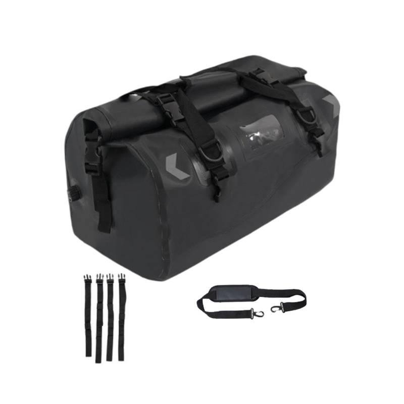 Amagogo Motorrad-Hecktasche, wasserdichte Motorrad-Gepäcktasche, tragbare Tragetasche mit Riemen, Reisetasche, Satteltasche, Rücksitztasche, Schwarz 66L von Amagogo