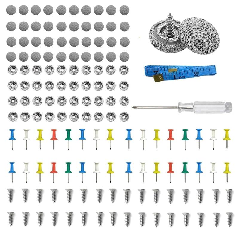 Amazleer Dachhimmel Reparatur Set, 126 Stück Auto Dachhimmel Reparatur Nieten inkl. Werkzeug Mit Stecknadeln, Schraubendreher, Maßband Universell für die meisten PKW & KFZ Modelle von Amazleer