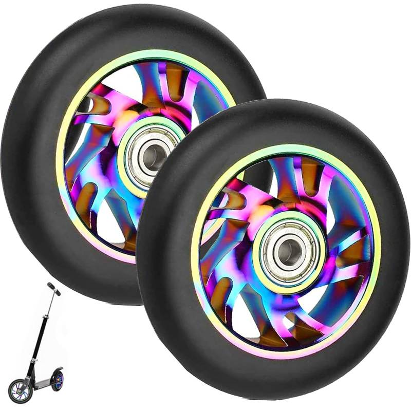 Razor/Apollo/Cox Swain Scooter-Räder, 2 Stück, 100 mm, Legierung, PVC, Pro Stunt-Scooter-Räder, bunt von Amazleer