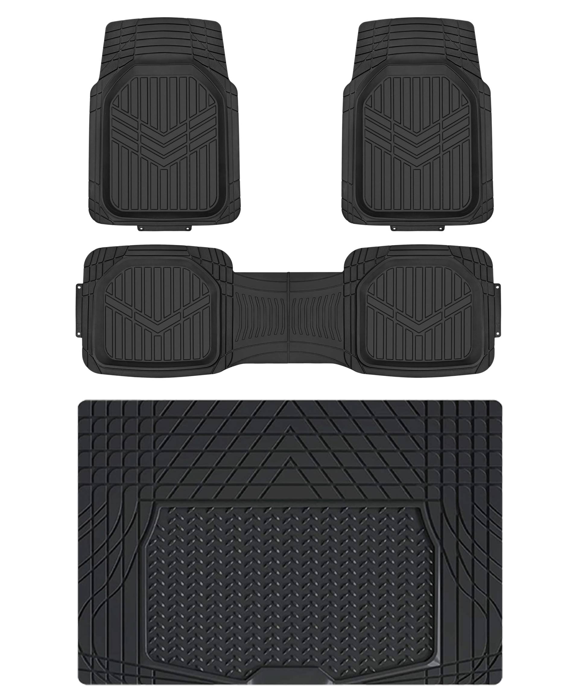 Amazon Basics Universal-Fußmatten-Set, strapazierfähig, aus PVC, 4 Stück, mit Gepäckträger, Allwetterschutz, wasserdichter Rand, passend für Autos, SUVs, Limousinen, Lastwagen, Schwarz Amazon Basics Universal-Fußmatten-Set, strapazierfähig, aus PVC, 4 Stück, mit Gepäckträger, Allwetterschutz, wasserdichter Rand, passend für Autos, SUVs, Limousinen, Lastwagen, Schwarz von Amazon Basics
