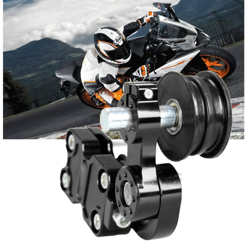 Ambienceo Kettenspanner Motorrad Kettenspanner Quad Bolzen auf Rolle Universal Schwarz Einstellbar für Chopper ATV Dirt Bike von AmbienceoEU
