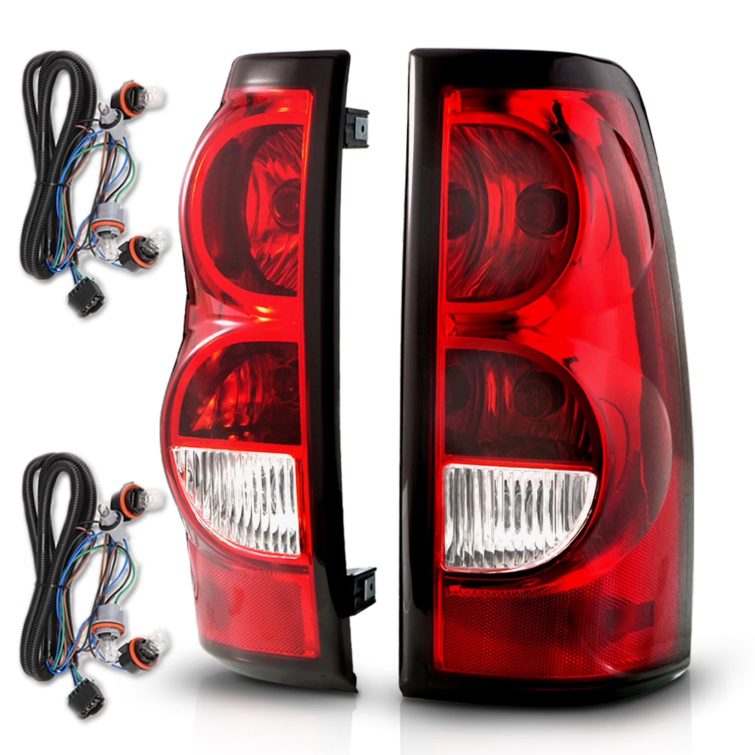 FQQF AmeriLite for 2003-2006 Chevy Silverado Replacement OE Style Ruby Red Taillights Rear Brake Lamp Assembly w/Bulb and Harness Set - Passenger and Driver Side FQQF AmeriLite for 2003-2006 Chevy Silverado Replacement OE Style Ruby Red Taillights Rear Brake Lamp Assembly w/Bulb and Harness Set - Passenger and Driver Side von AmeriLite